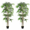 Outsunny - Ensemble de 2 arbres artificiels en bambou de 182,8 cm en pot avec 1530 feuilles, vert