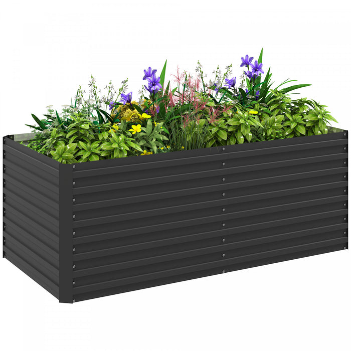 Outsunny Lit de jardin sureleve, jardiniere 5' x 3' x 2', gris fonce