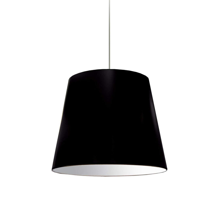 Luminaire suspendu moyen de Dainolite avec très grand abat-jour cylindrique noir et 1 ampoule