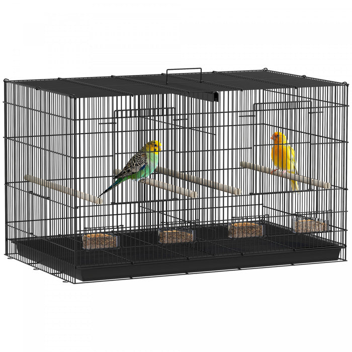 Cage a Oiseaux 46 cm H, Grande Cage pour Perroquet avec Separateur, Noir
