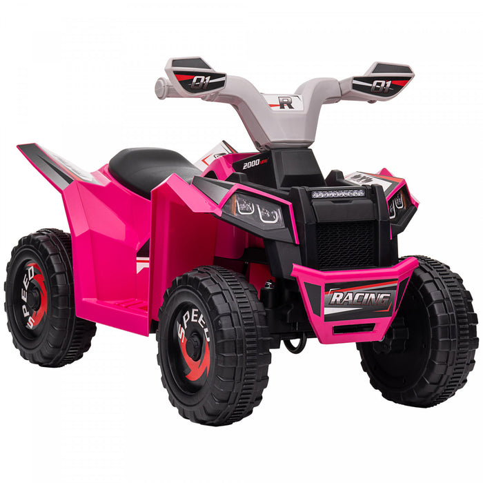 Aosom Quad 6 V Pour Enfants, Vehicule Electrique Alimente Par Batterie Pour Enfants Avec Roues Resistantes A L'usure, Pour Garcons Et Filles Ages De 18 A 36 Mois, Rose