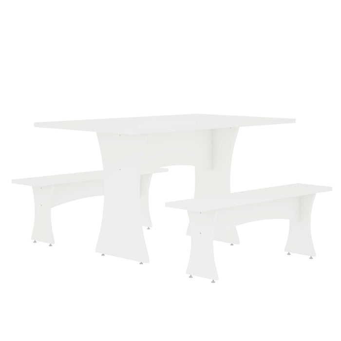 Ensemble de salle a manger Coney style milieu du siecle, 3 pieces, blanc