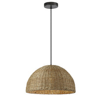 Luminaire suspendu Pourel de Dainolite avec abat-jour naturel, fini noir mat et 1 ampoule