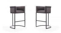  Tabouret de bar rembourre en metal style mid-century moderne Cosmopolitan en graphite - Lot de 2