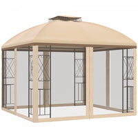 Outsunny 10' X 10' Tonnelle Pavillon Jardin Patio Terrasse Gazebo Exterieur Double Toit Avec Parois