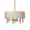 Lustre Langford de Dainolite avec abat-jour crème, fini bronze rétro et 6 ampoules