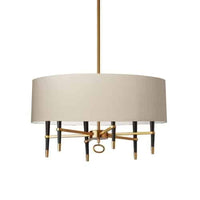 Lustre Langford de Dainolite avec abat-jour crème, fini bronze rétro et 6 ampoules