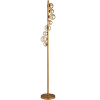 Lampe à pied Glasgow de Dainolite en verre champagne, avec fini bronze rétro et 8 ampoules