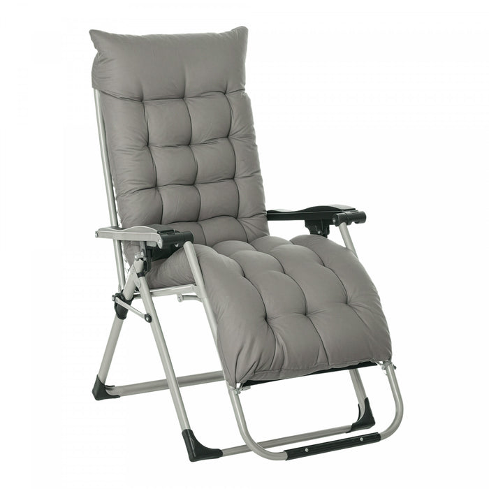 Chaise Inclinable A Gravite Zero Outsunny Avec Dossier Reglable, Gris Fonce