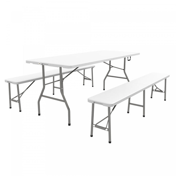 Outsunny Ensemble De Table De Pique-nique En Pehd Pour 6 Personnes, Blanc