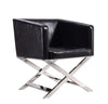 Fauteuil d’appoint de détente Hollywood de Manhattan Comfort en chrome poli et en similicuir - noir