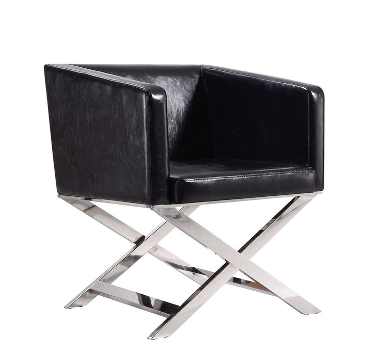 Fauteuil d’appoint de détente Hollywood de Manhattan Comfort en chrome poli et en similicuir - noir