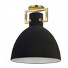 Plafonnier semi-affleuré Liberty de Dainolite avec fini laiton vieilli et noir mat, et 1 ampoule incandescente