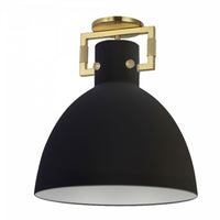 Plafonnier semi-affleuré Liberty de Dainolite avec fini laiton vieilli et noir mat, et 1 ampoule incandescente