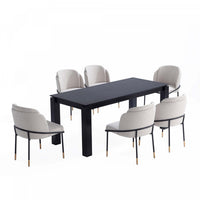  Ensemble de salle a manger Flor and Rockaway Modern Industry Chic 7 pieces, coloris ble et noir