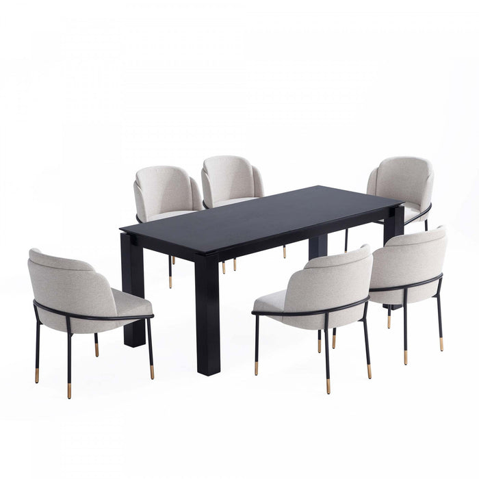 Ensemble de salle a manger Flor and Rockaway Modern Industry Chic 7 pieces, coloris ble et noir