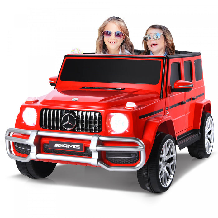 Costway 12v 2 Sieges Enfants Roulent Sur La Voiture Mercedes Benz G63 Sous Licence W / Telecommande Rouge