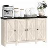 HOMCOM Buffet avec etageres reglables, portes, grain de bois blanc