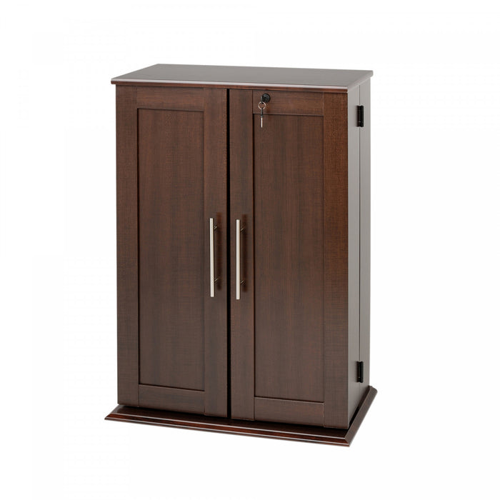 Armoire de rangement multimédia verrouillable avec portes de style Shaker - espresso