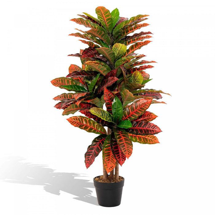 Costway Croton Artificiel Plante 40 \"haut Faux Fiddle Feuille Figuier Faux Croton Palmier