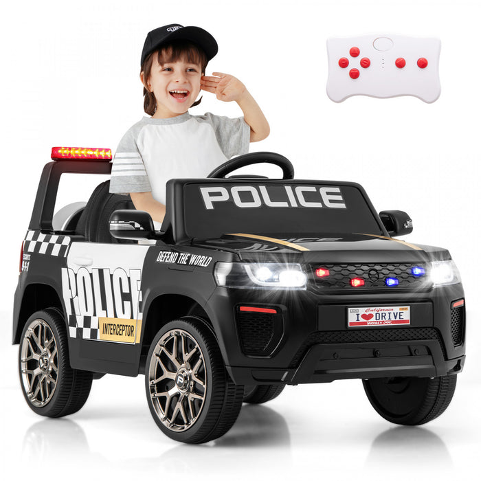 Honeyjoy Kids Ride Sur Voiture De Police 12v 7a Batterie Voiture De Police Avec Telecommande Noir