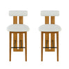 Sophia – Lot de 2 tabourets de bar modernes d’interieur en bois d’hevea avec dossier de soutien, couleur ivoire et noyer