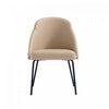 Chaise de salle a manger moderne Gracie en metal et cuir vegetalien, coloris beige et noir