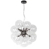Lustre Comet de Dainolite en verre transparent, avec fini noir mat et 6 ampoules