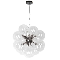 Lustre Comet de Dainolite en verre transparent, avec fini noir mat et 6 ampoules