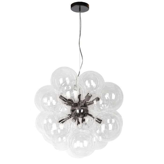 Lustre Comet de Dainolite en verre transparent, avec fini noir mat et 6 ampoules