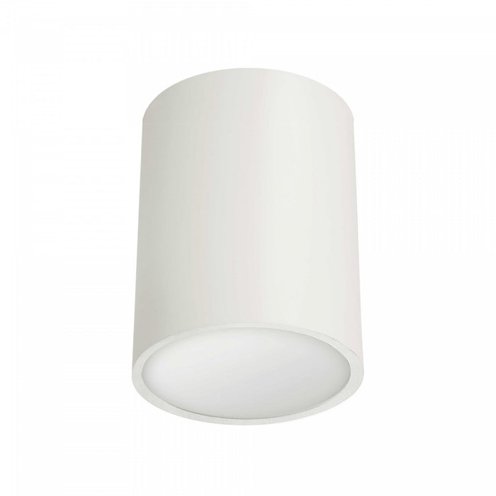 Plafonnier affleuré Echo de Dainolite en acrylique givré qui diffuse la lumière, avec fini blanc mat et ampoule de 12 W
