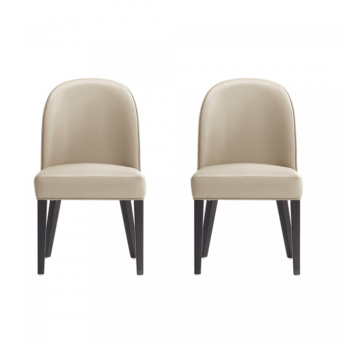 Chaise de salle a manger moderne en bois Hillman avec revetement en tissu couleur sable - Lot de 2