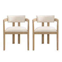 Chaise De Salle À Manger James Avec Accoudoirs, Ensemble De 2, Cadre En Bois D’hévéa - Beige