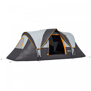 Outsunny Tente De Camping Exterieure 5-6 Personnes, Blanc Creme Et Noir
