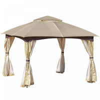 Outsunny 11' X 11' Abri De Tente De Fete En Acier Avec Toit Double, Parois Laterales En Filet, Ridea