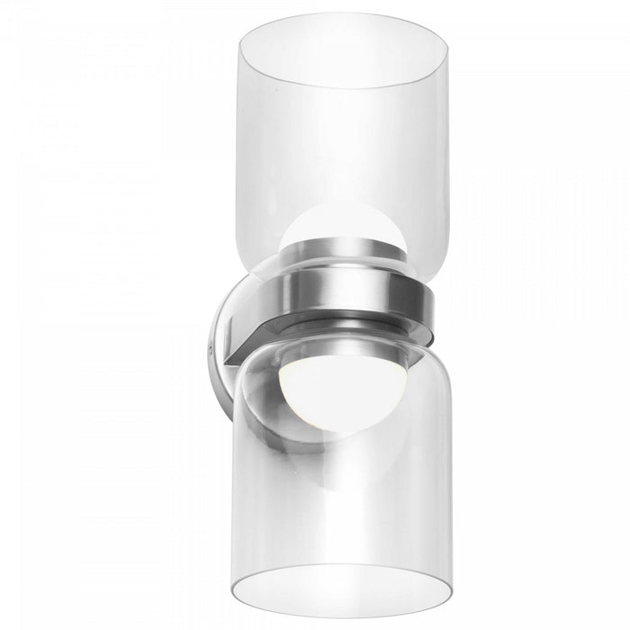 Applique murale Nadine de Dainolite en verre transparent, avec fini chromé poli et 2 ampoules à DEL de 20 W