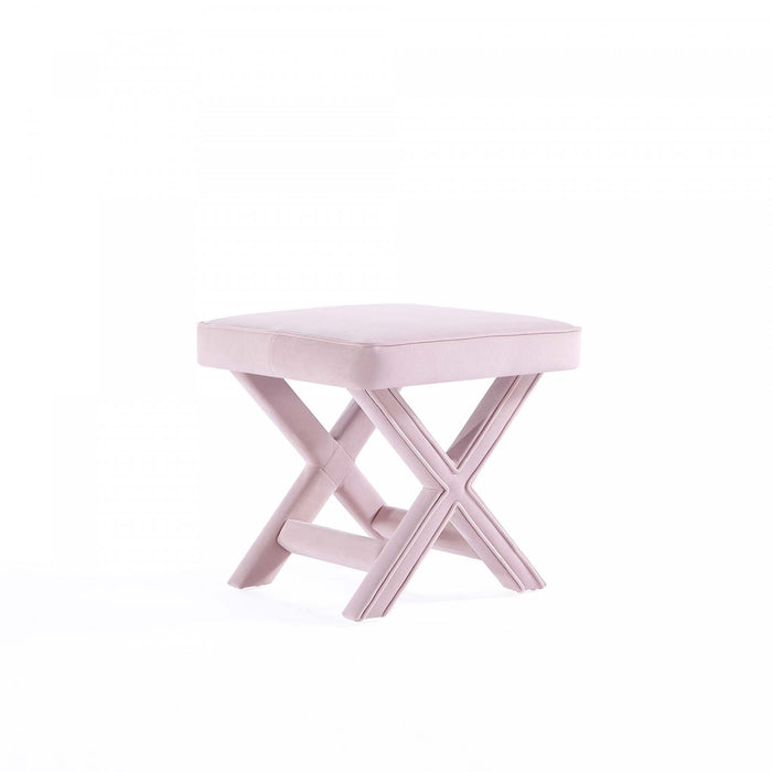Banc d’appoint Abigail style milieu du siecle moderne en velours rose