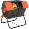 Outsunny Composteur 130L, Bac a Compost a Double Compartiment, Orange