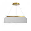 Lustre Circulo de Dainolite avec abat-jour blanc, fini laiton vieilli et ampoule de 34 W