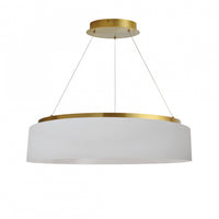 Lustre Circulo de Dainolite avec abat-jour blanc, fini laiton vieilli et ampoule de 34 W
