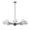 Lustre Sofia de Dainolite en verre blanc opale, avec fini noir mat et 8 ampoules