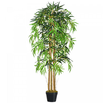 HOMCOM 5FT Artificial Bamboo Tree in Nursery Pot with 1095 Leaves Green