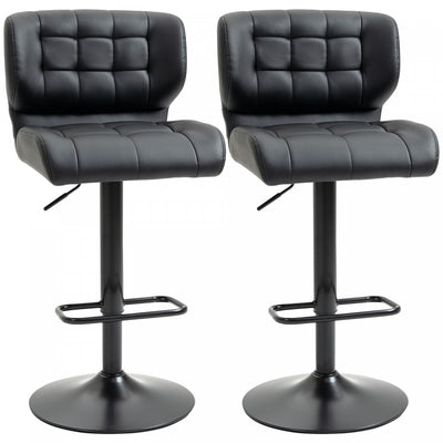 HOMCOM Adjustable Bar Stools Set of 2 with Footrest Back for Dining Room