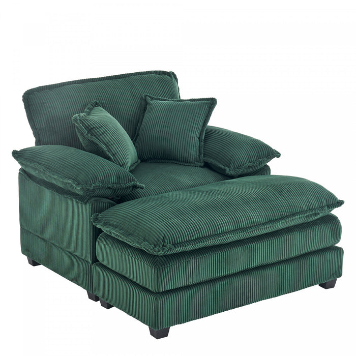 Liam Canape d'interieur moderne en velours cotele 46,9\" avec 2 coussins moelleux, Vert