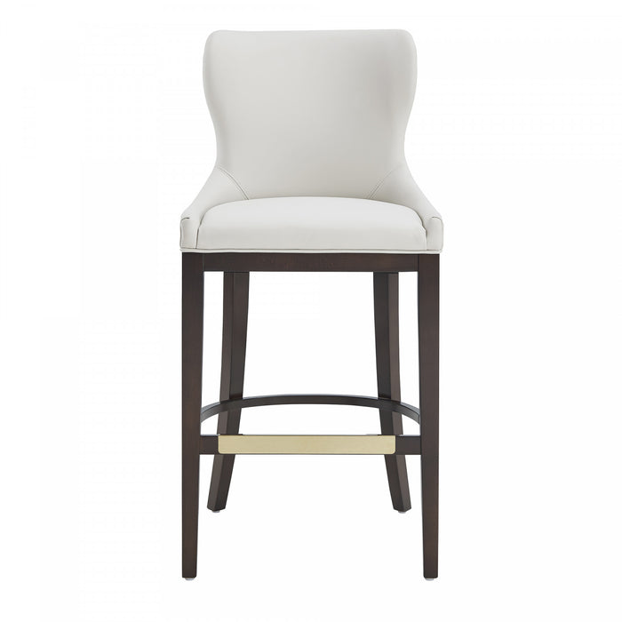 Tabouret de bar Blair moderne en bois avec assise rembourree, coloris blanc