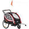Aosom Remorque Velo Enfant 2 En 1, Poussette Bebe Avec Frein, Sac De Rangement, Drapeau De Securite, Reflecteurs Et Harnais 5 Points, Rouge