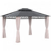 Outsunny Gazebo A Toit Rigide A Double Toit 10' X 12' Avec Rideaux, Kaki