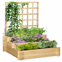 Outsunny Lit De Jardin Sureleve De 3 Niveaux Avec Treillis Pour Les Plantes Grimpantes, Boite Elevee