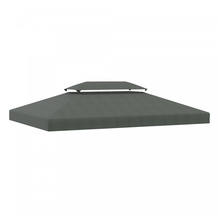 Outsunny 13' X 10' Gazebo Remplacement Auvent 2 Niveaux Haut Uv Couverture Pavillon Jardin Patio Exterieur, Gris Fonce (top Uniquement)