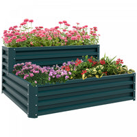 Outsunny Lit De Jardin Sureleve A 2 Etages En Acier Galvanise, Vert